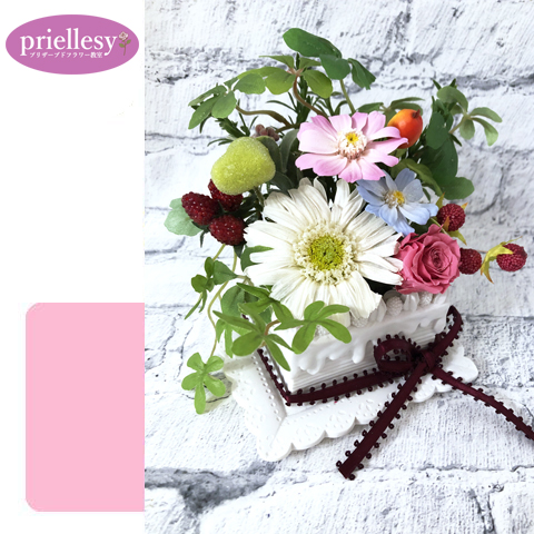 プリザーブドフラワー　ケーキプランター