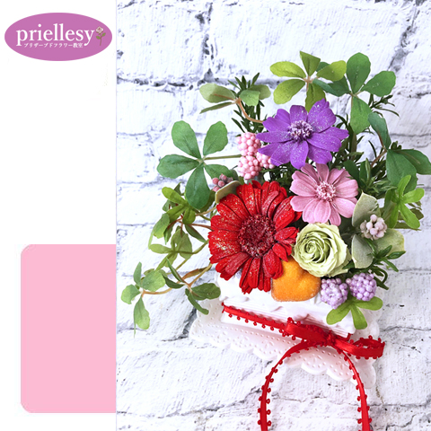 プリザーブドフラワー　ケーキプランター