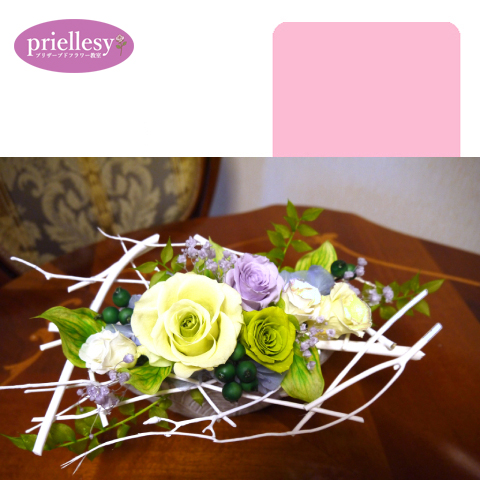 プリザーブドフラワー　白枝のホリゾンタル