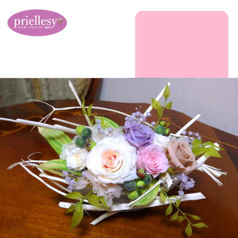 プリザーブドフラワー　白枝のホリゾンタル