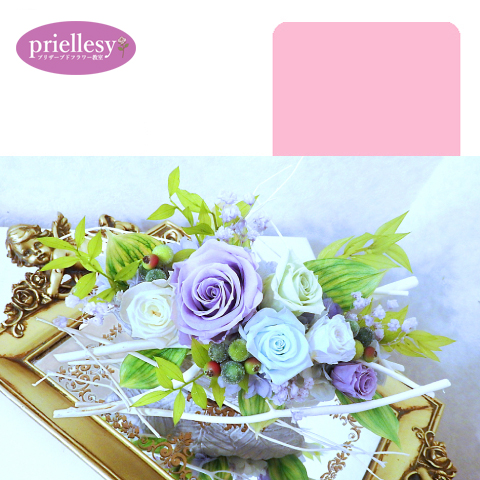 プリザーブドフラワー　白枝のホリゾンタル