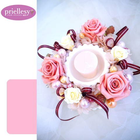 プリザーブドフラワー　キャンドルアレンジ