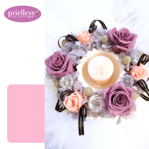 プリザーブドフラワー　キャンドルアレンジ