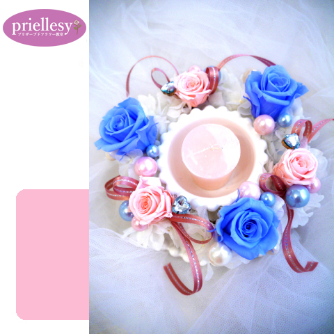 プリザーブドフラワー　キャンドルアレンジ