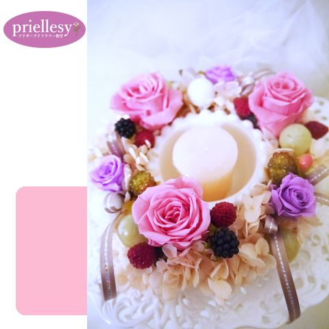 プリザーブドフラワー　キャンドルアレンジ