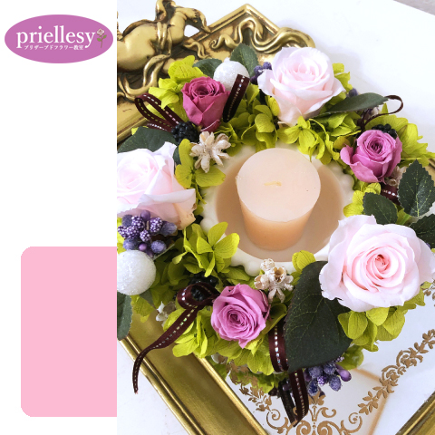 プリザーブドフラワー　キャンドルアレンジ