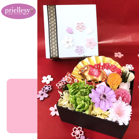 プリザーブドフラワー　和風お重箱
